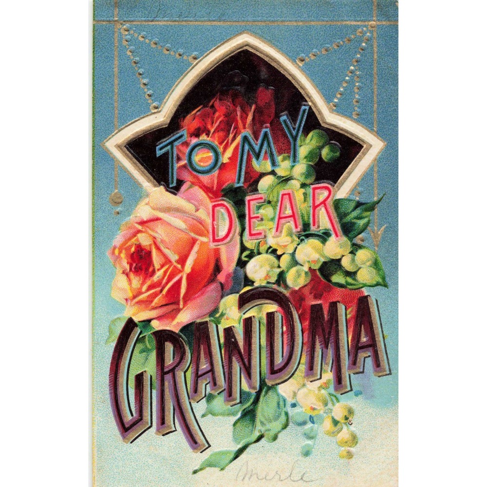 Vintage Embossed Postcard To My Dear Grandma Floral Roses Made in Germany 1660 - Picture 1 of 2